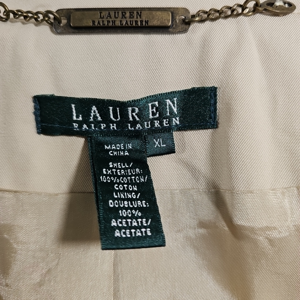 Lauren Ralph Lauren Beige Double-Breasted Trench Coat Vintage XL - Picture 4 of 14